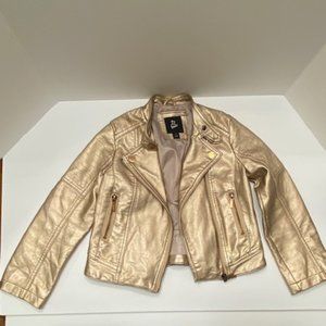 Art Class Rose Gold Pink Metallic Faux Leather Moto Jacket